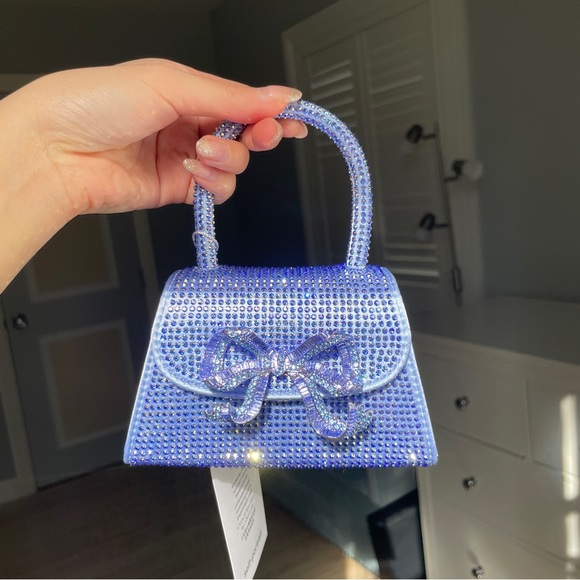 SELF PORTRAIT Mini Bow Crystal Embellished Silk Purse - Picture 5 of 10
